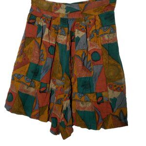 Bermuda Run Shorts Women Size M Abstract Rayon Earthy Vintage 1990s READ